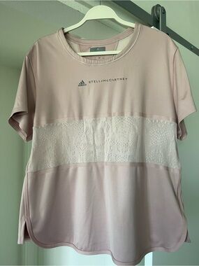 Adidas by Stella McCartney blush pink athletic tee with lace-look back